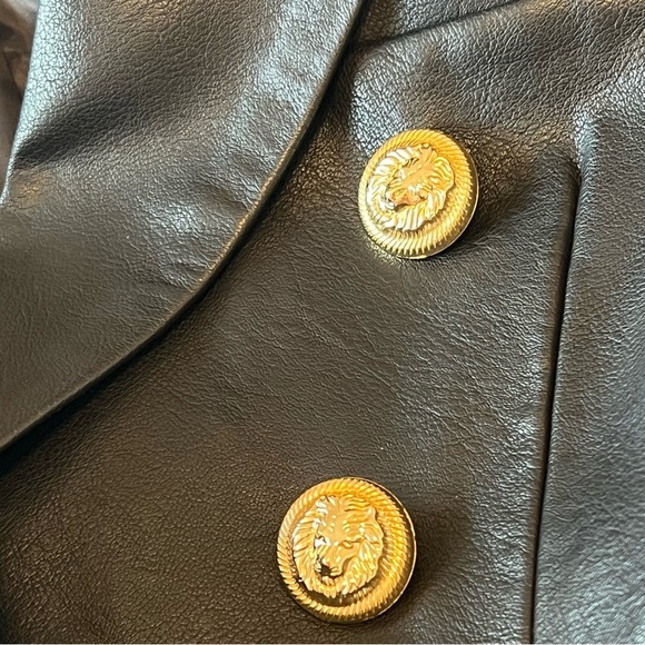 Faux Leather double breasted fitted blazer jacket, size XS/S, NWOT - Picture 16 of 16